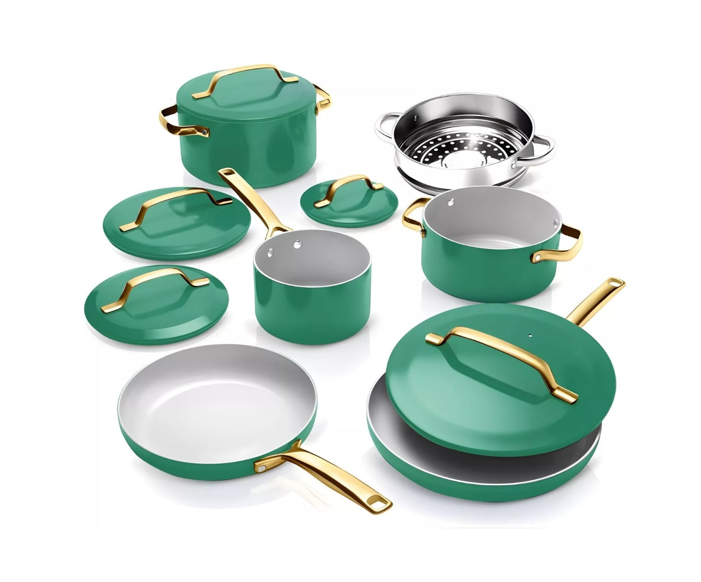 Gotham Steel Modern Collection - Ceramic Cookware - Pots, Pans, Cool Touch Handles Available in Cream, Navy, Sage & Black Finish