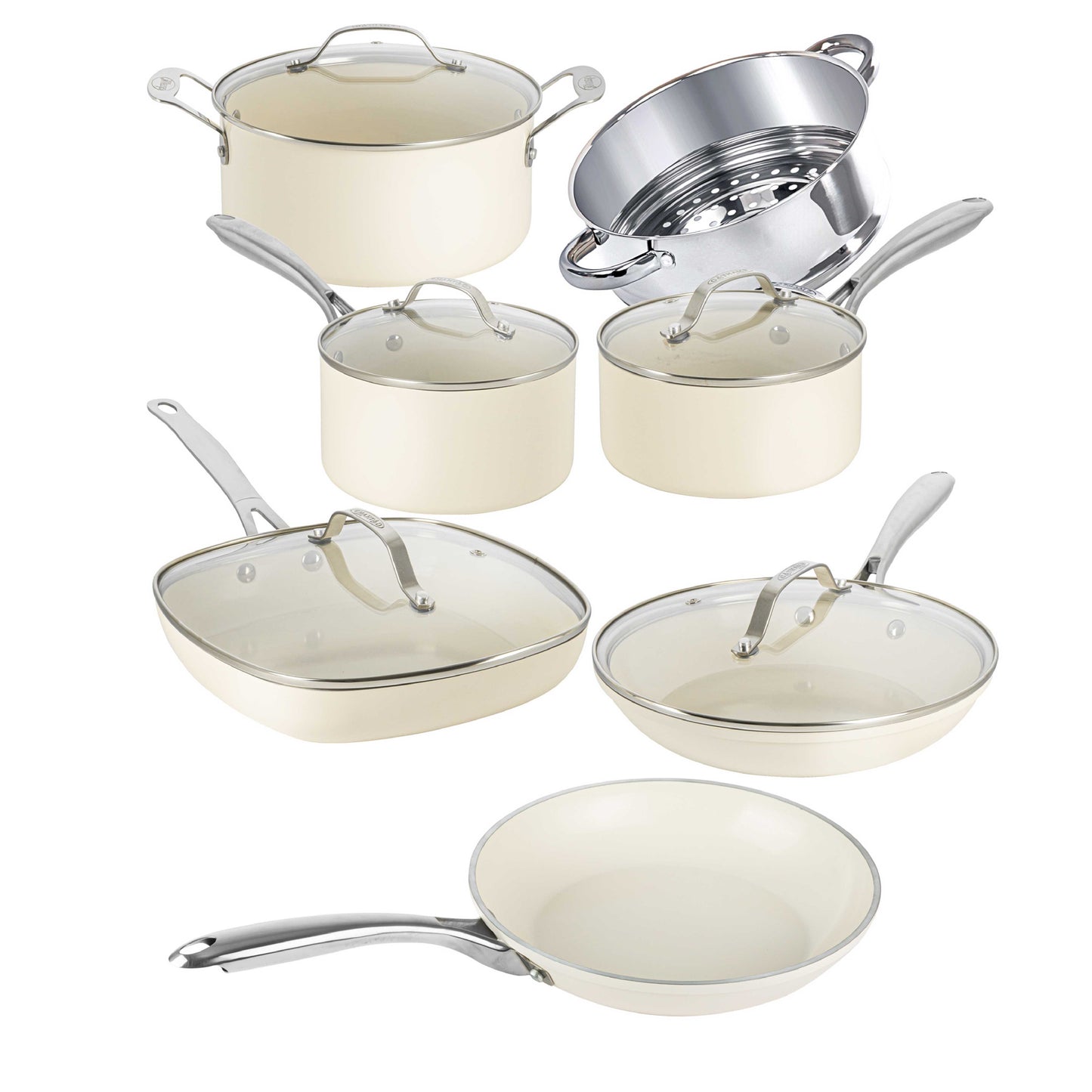 Gotham Steel 12-Piece Cream Ceramic Cookware Set