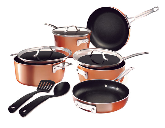 Gotham Steel Stackmaster 10-Piece Stackable Cookware Set with Utensils