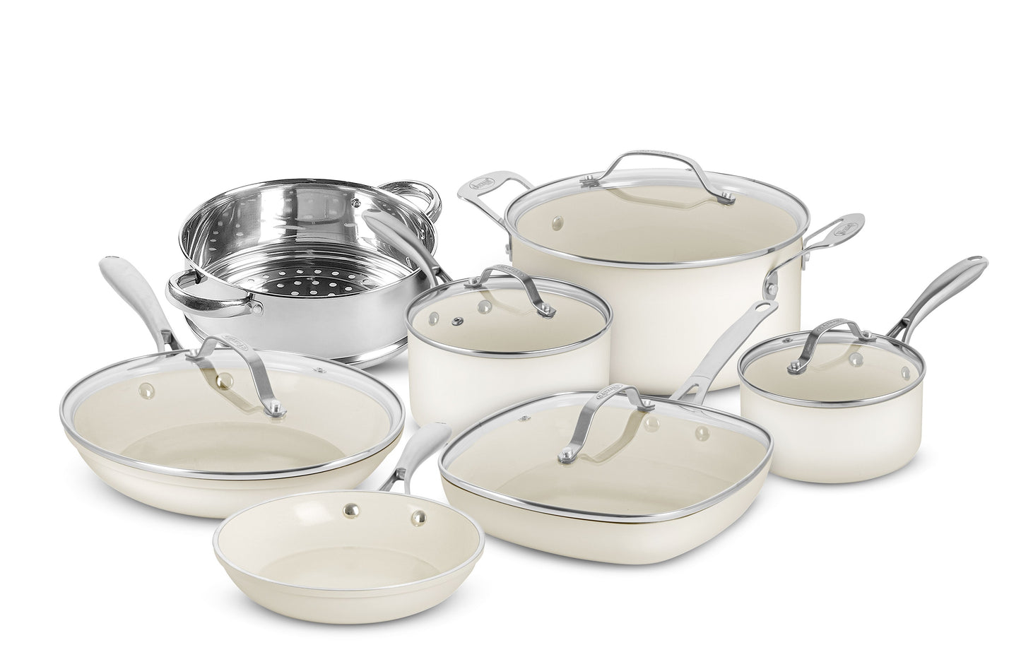 Gotham Steel 12-Piece Cream Ceramic Cookware Set