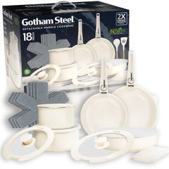 18-Piece Ceramic Cookware Set with Detachable Handle