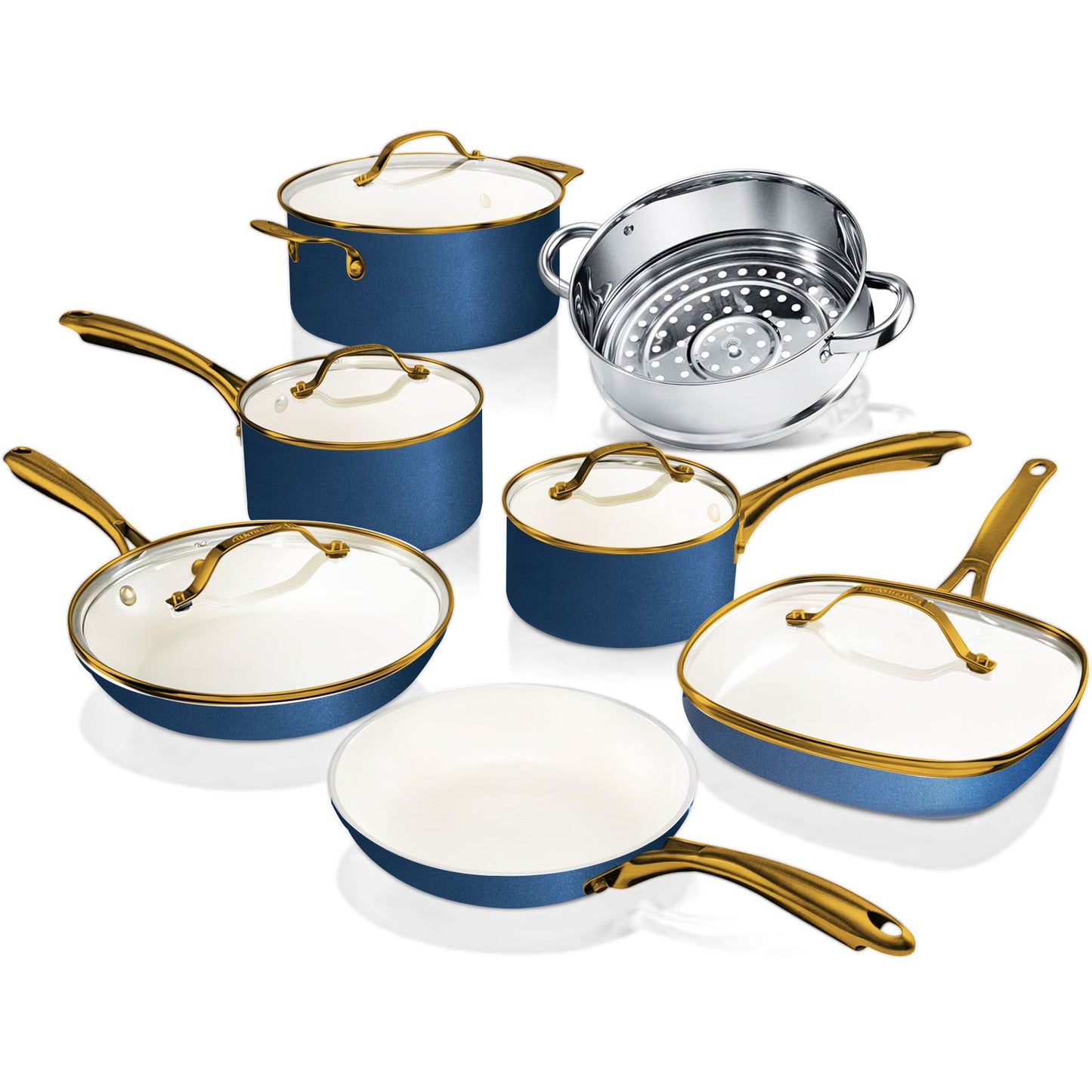 Gotham Steel 12-Piece Cream Ceramic Cookware Set