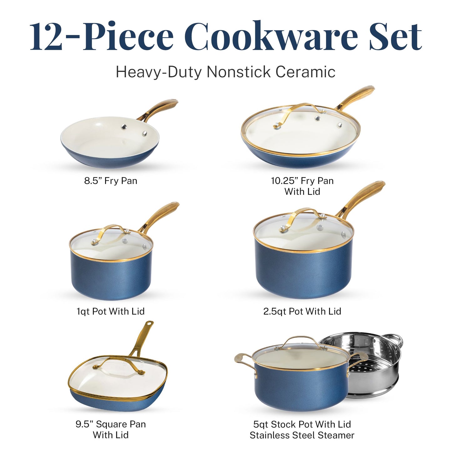 Gotham Steel 12-Piece Cream Ceramic Cookware Set