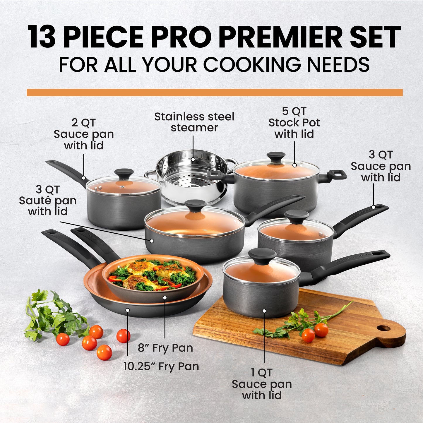 Gotham Steel 13-Piece Pro Premiere Hard Anodized Cookware Set