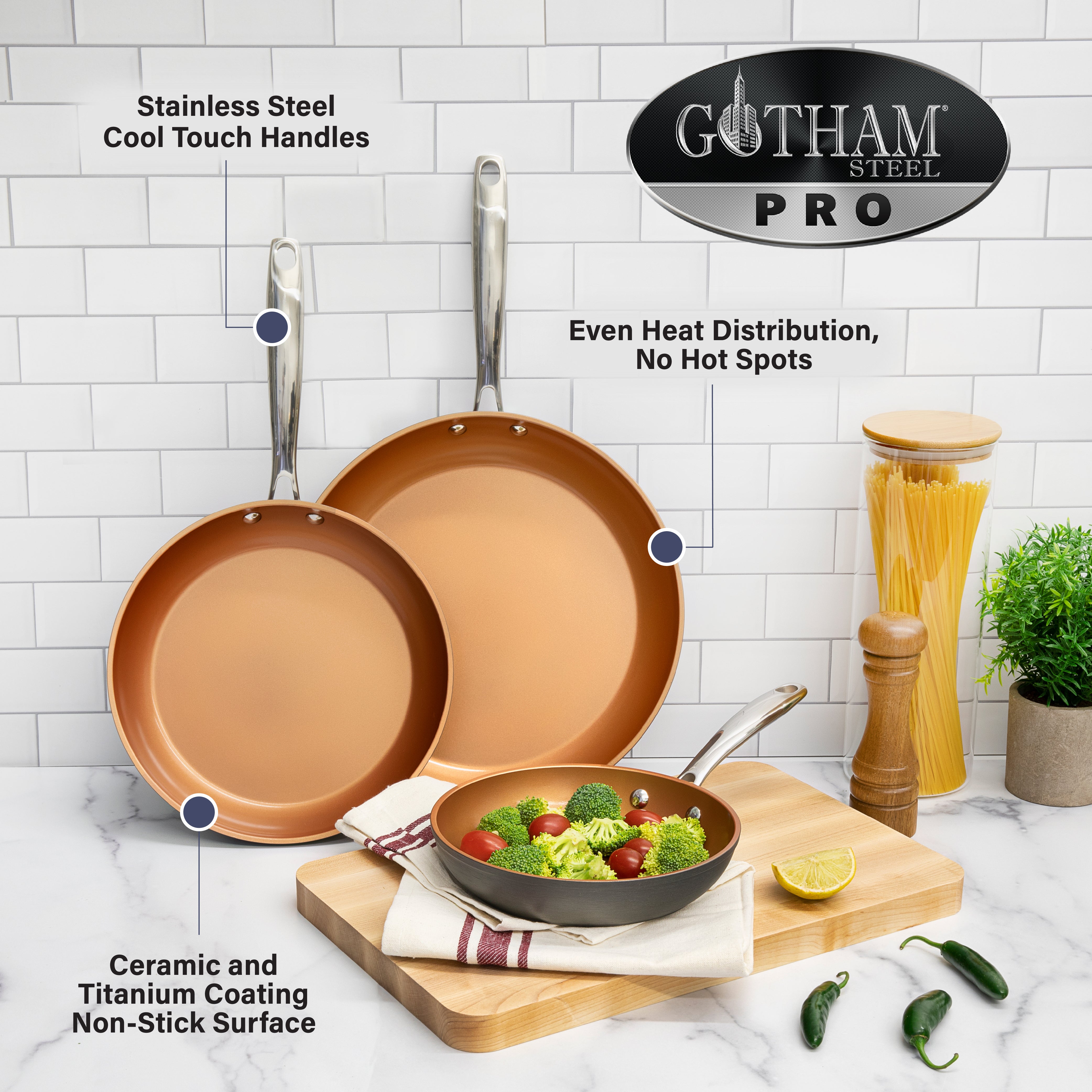 Gotham Steel 10-Piece Aluminum Ti-Ceramic Nonstick Round Cookware