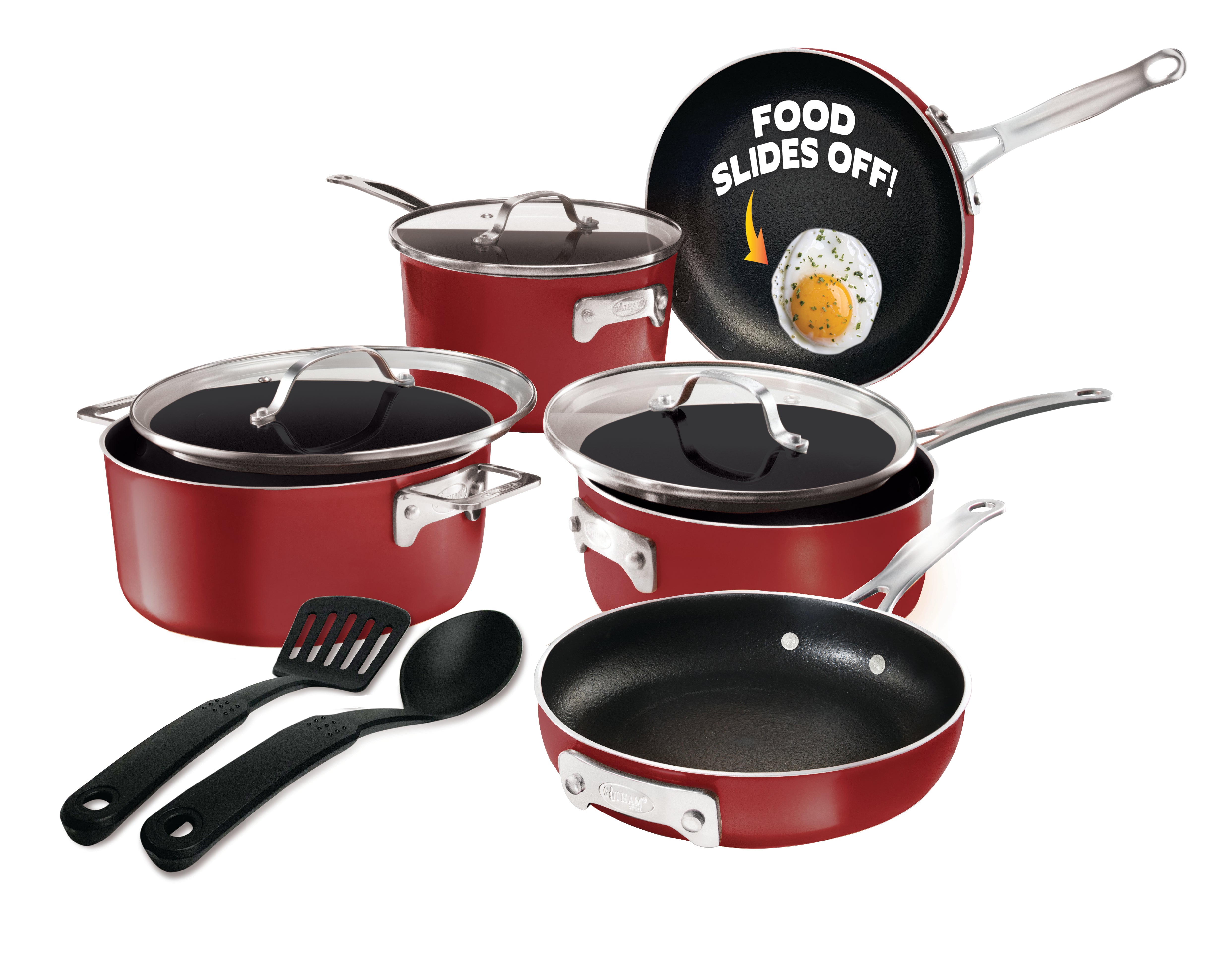 Gotham Steel 10-Pc. Stackable Pots And Pans Cookware Set With Utensils